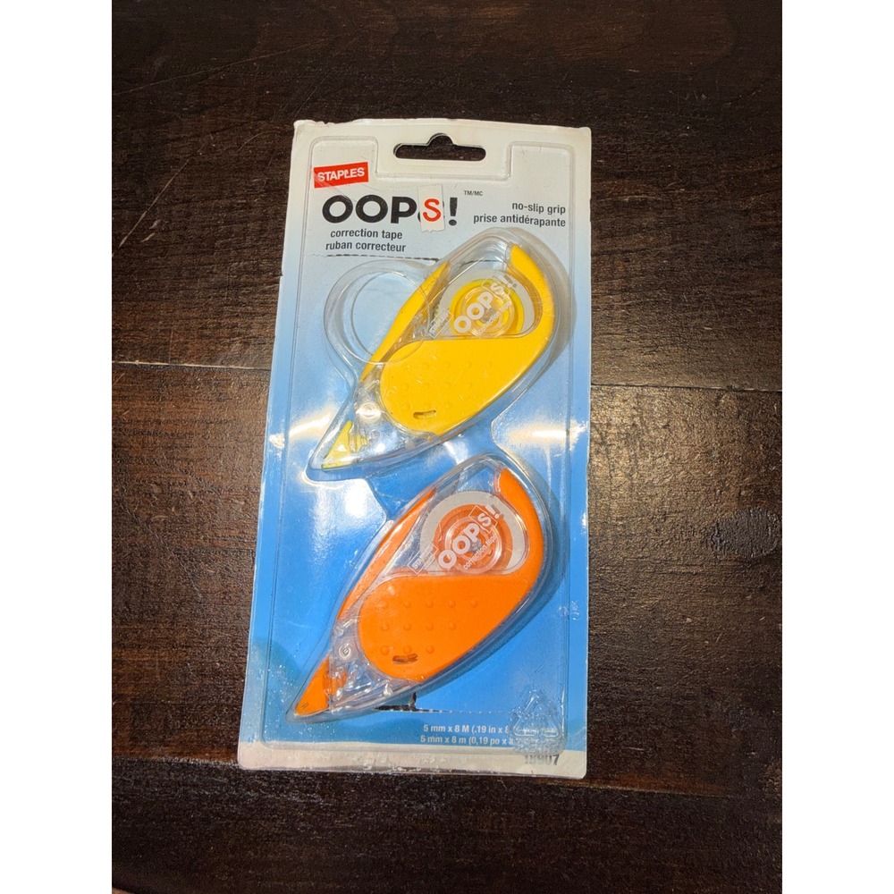 Staples Oops! Correction Tape Rewritable Grip Pack 2 Yellow Orange‎ 2011